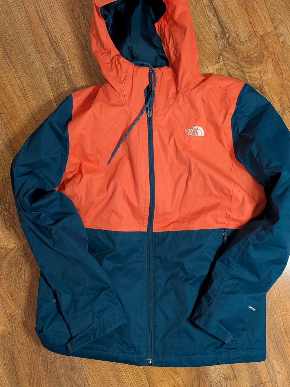The North Face Women's Orange and Navy Hooded Rain Jacket